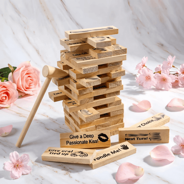 Personalized Block Tower Game for Couples – Custom Romantic Party Game, Valentine's Day & Anniversary Gift