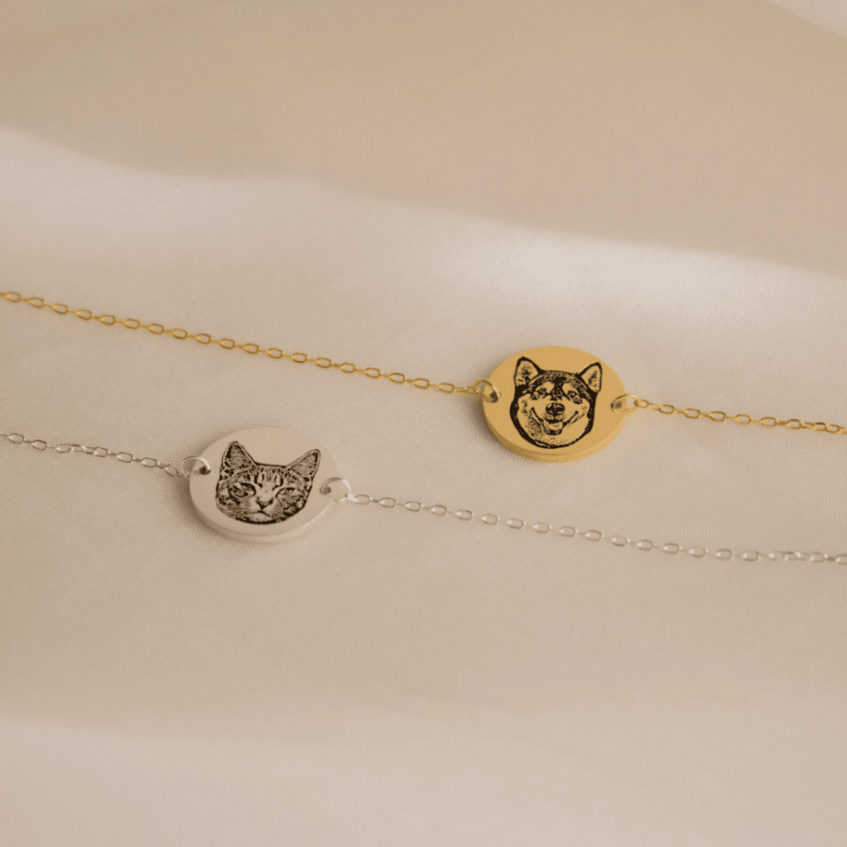 Custom Pet Portrait Charm Bracelet by CaitlynMinimalist • Custom Engraved Bracelet • Cat Lover Gift • Personalized Christmas Gifts - Image 2