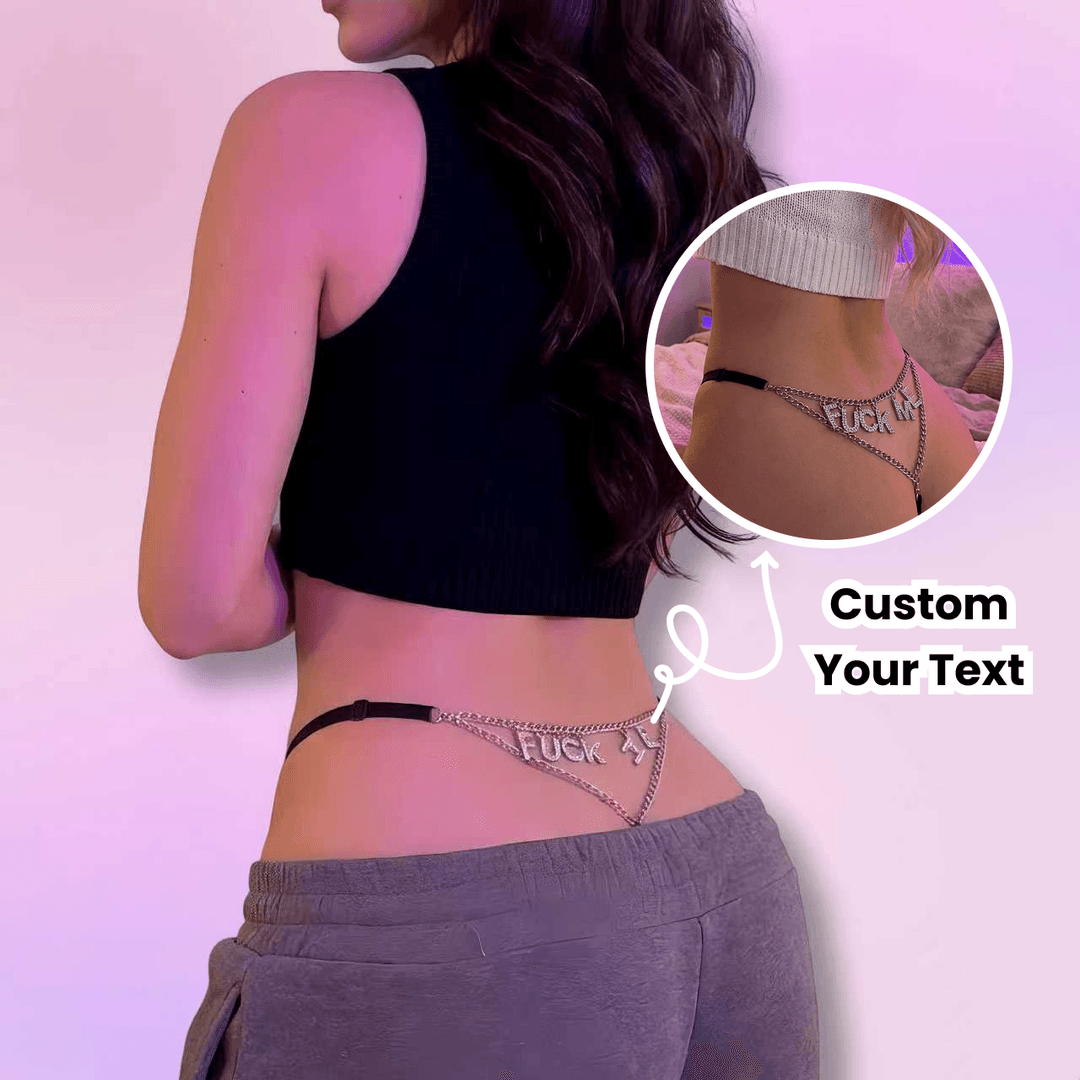 Crystal Name Thong - Custom Thong, Couple Gift, Gift For Husband, Personalised Thong With Any Name - 1