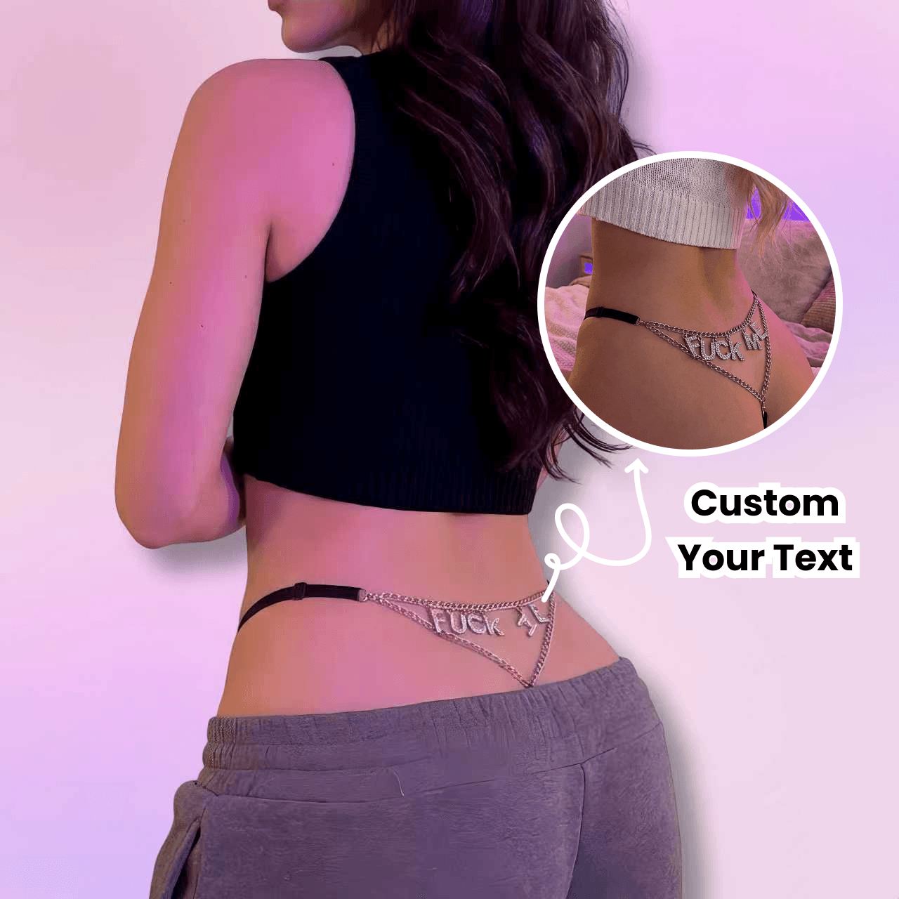 Crystal Name Thong - Custom Thong, Couple Gift, Gift For Husband, Personalised Thong With Any Name - Image 1