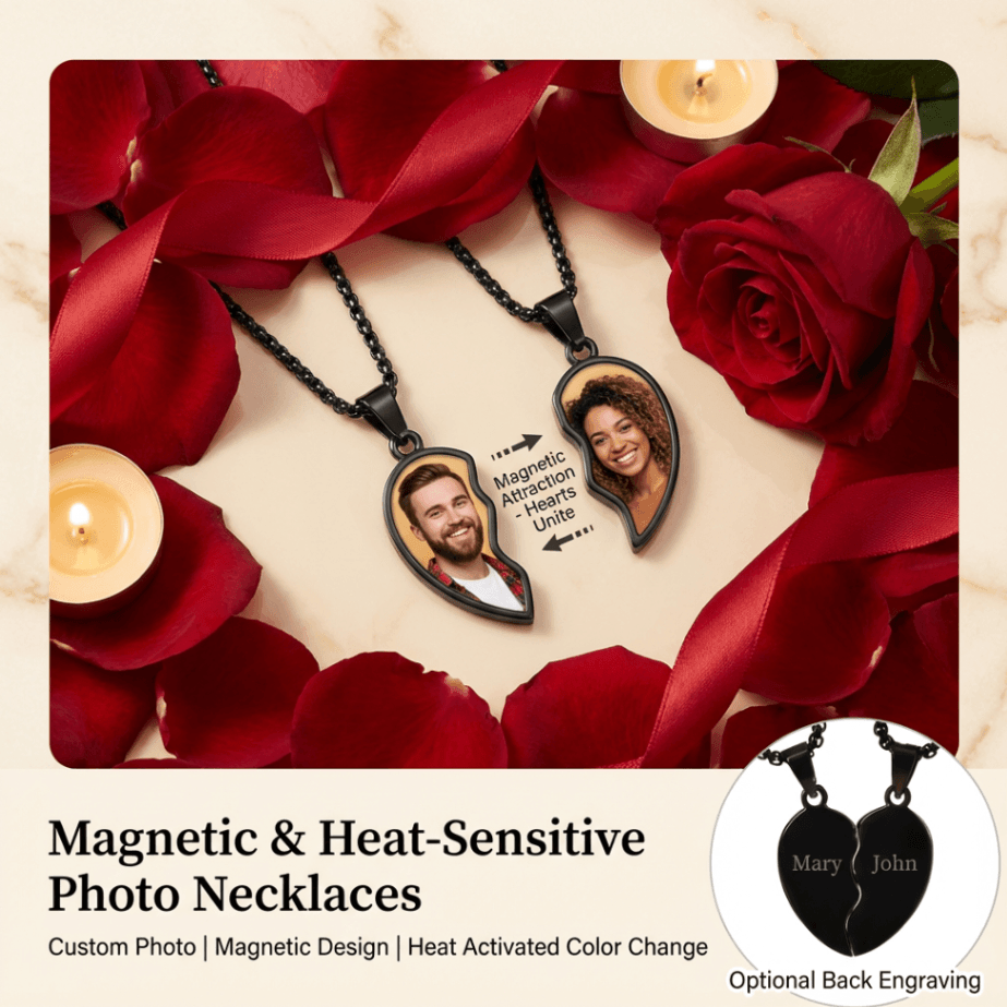 Custom Picture Hidden Picture Heat-Activated Necklace Personalized Photo Magic Necklace Heat Photo Magic Heart Pendant, Hidden Your Photo, Magic Photo Necklace, Perfect Mother's Gift for Women/Men,Personalized Couple Gift - Image 4
