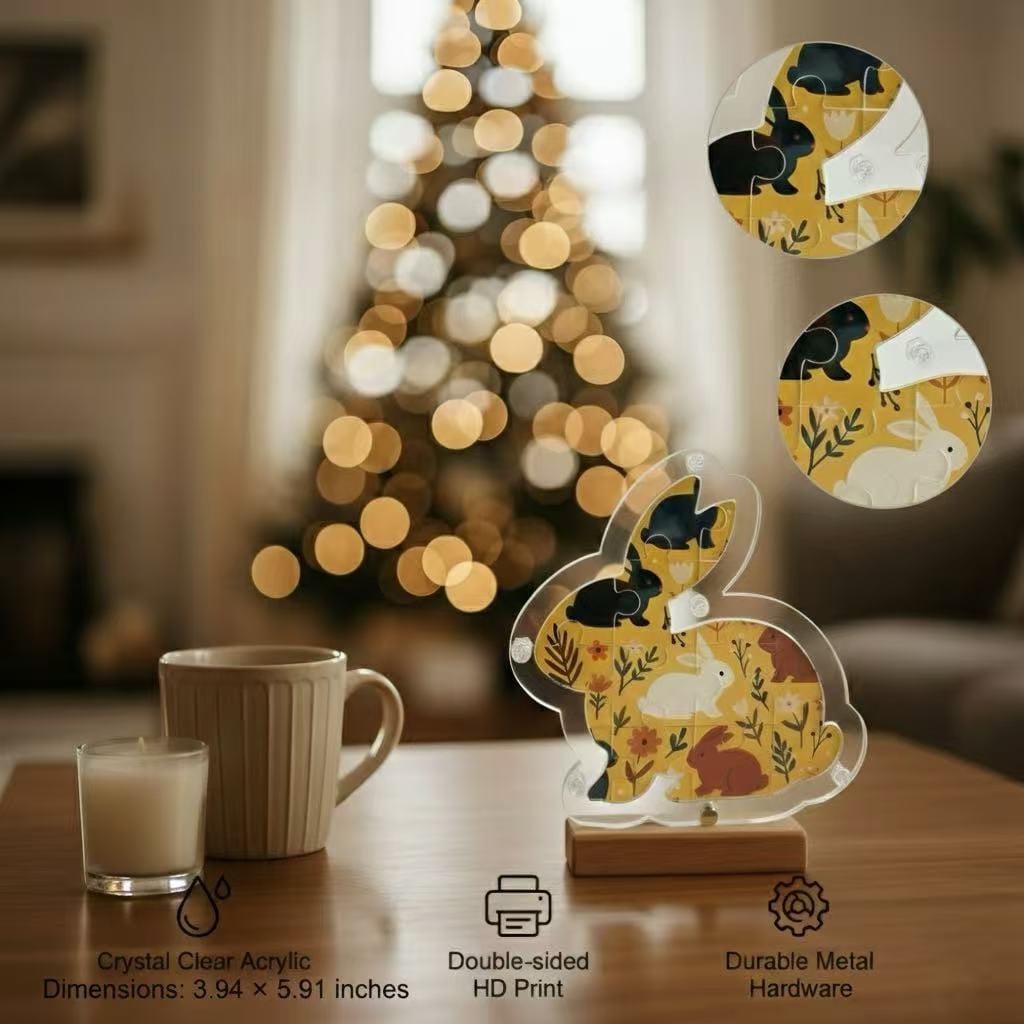 Custom Pet-Shaped Acrylic Puzzle – Clear Double-Sided HD Print Animal Silhouette Décor, Cute Cat , Dog & Buuny Gift for Pet Lovers - Image 8