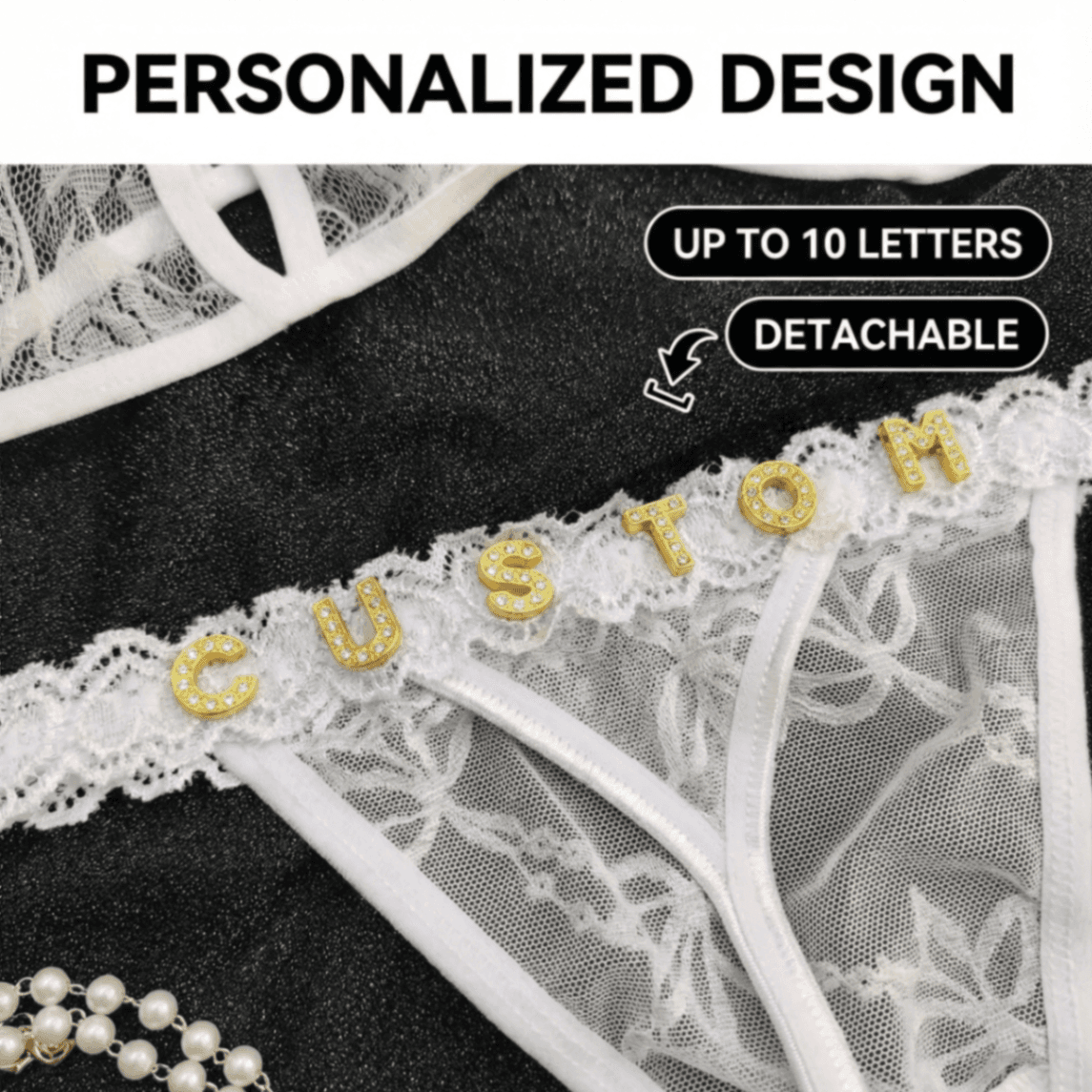 Custom Lingerie Set, Bra and Panty Set, Custom Name Thong, Personalized Thong, Bride Lingerie, Anniversary Gifts for Him - Image 3