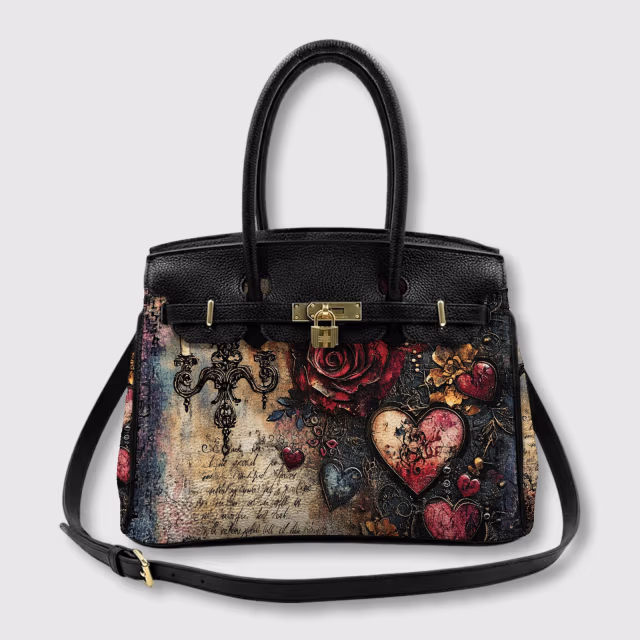 Weekly Deal - Get a FREE matching wallet - Timeless Flower | Leather Elegant Tote Bag Gift for Her - Image 3