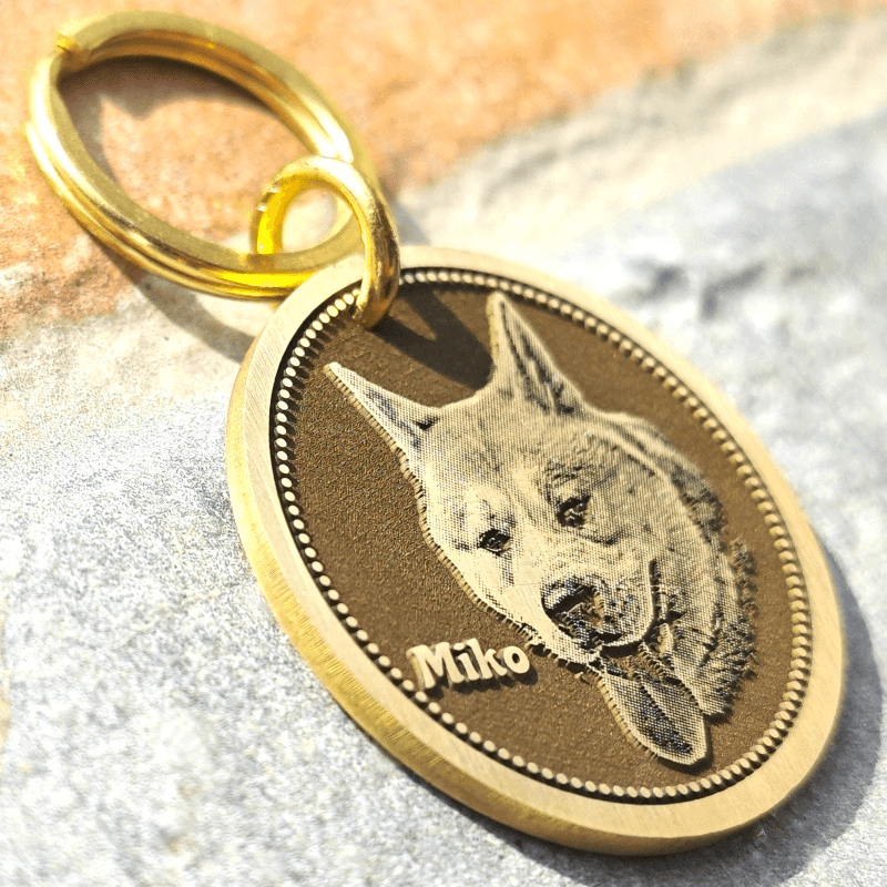 Custom Pet Photo Engraved Tag – Deep Engraving Pet ID Tag, Personalized Dog Cat Name Tag, Memorial Keepsake Keychain, Anti-Lost Pet Pendant - 1