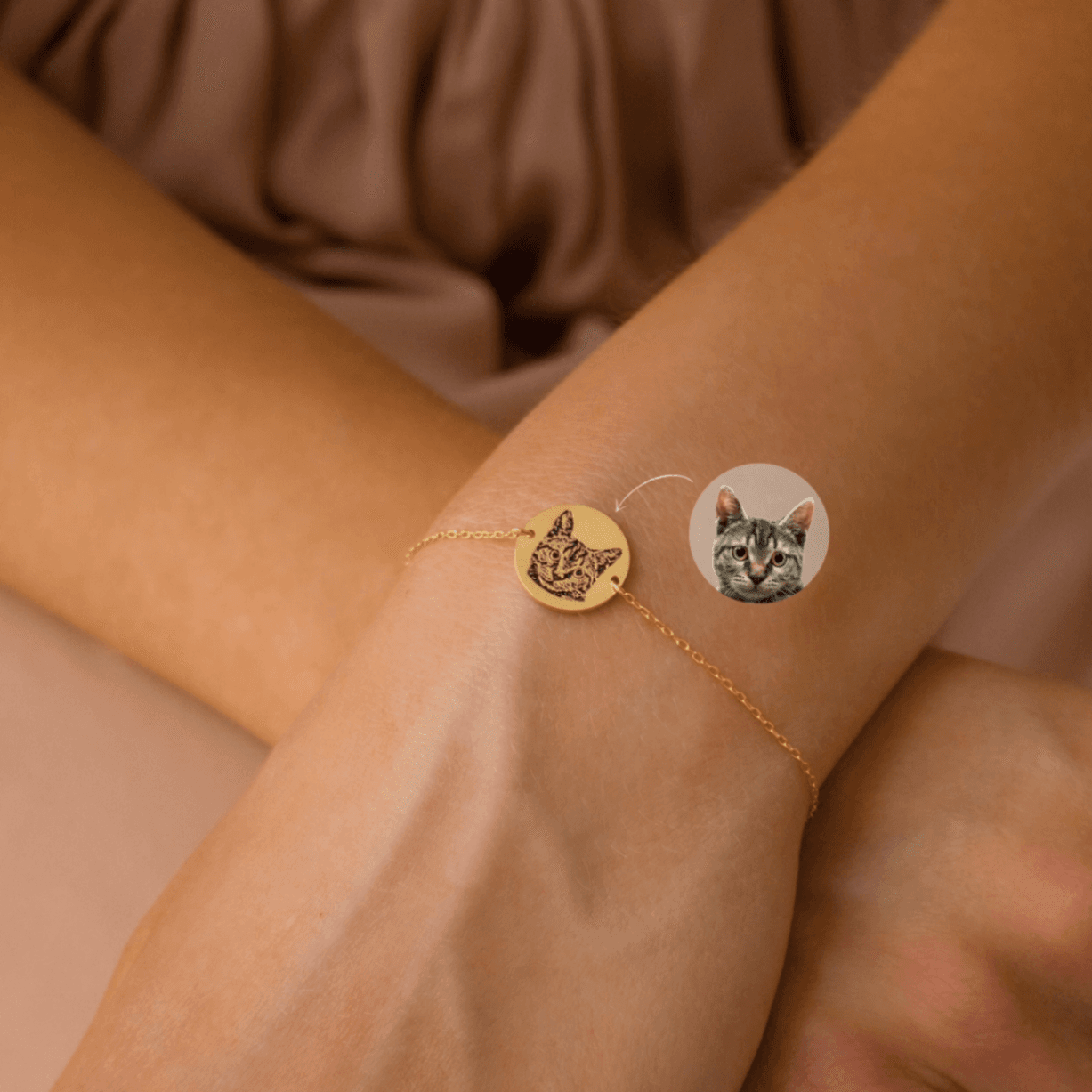 Custom Pet Portrait Charm Bracelet by CaitlynMinimalist • Custom Engraved Bracelet • Cat Lover Gift • Personalized Christmas Gifts - Image 4