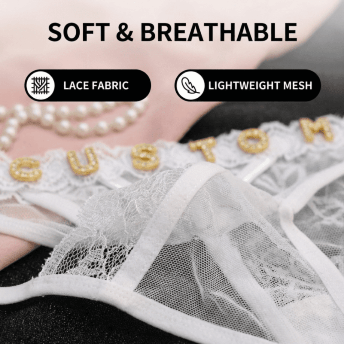 Custom Lingerie Set, Bra and Panty Set, Custom Name Thong, Personalized Thong, Bride Lingerie, Anniversary Gifts for Him - Image 4