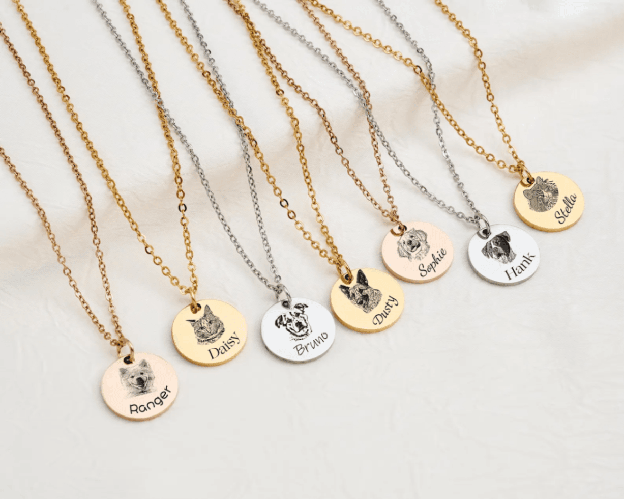 Personalized Pet Portrait Necklace, Custom Laser Engraved Cat Necklace with Photo or Name, Memorial Jewelry Customized Gifts for Dog Mum - Image 5
