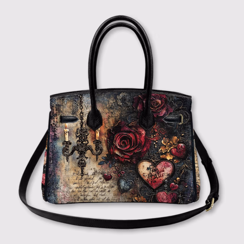 Weekly Deal - Get a FREE matching wallet - Timeless Flower | Leather Elegant Tote Bag Gift for Her - Image 4