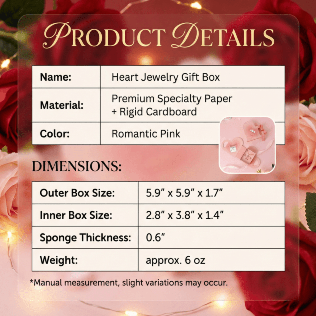 Heart-Shaped Jewelry Gift Box with Ribbon - Image 5