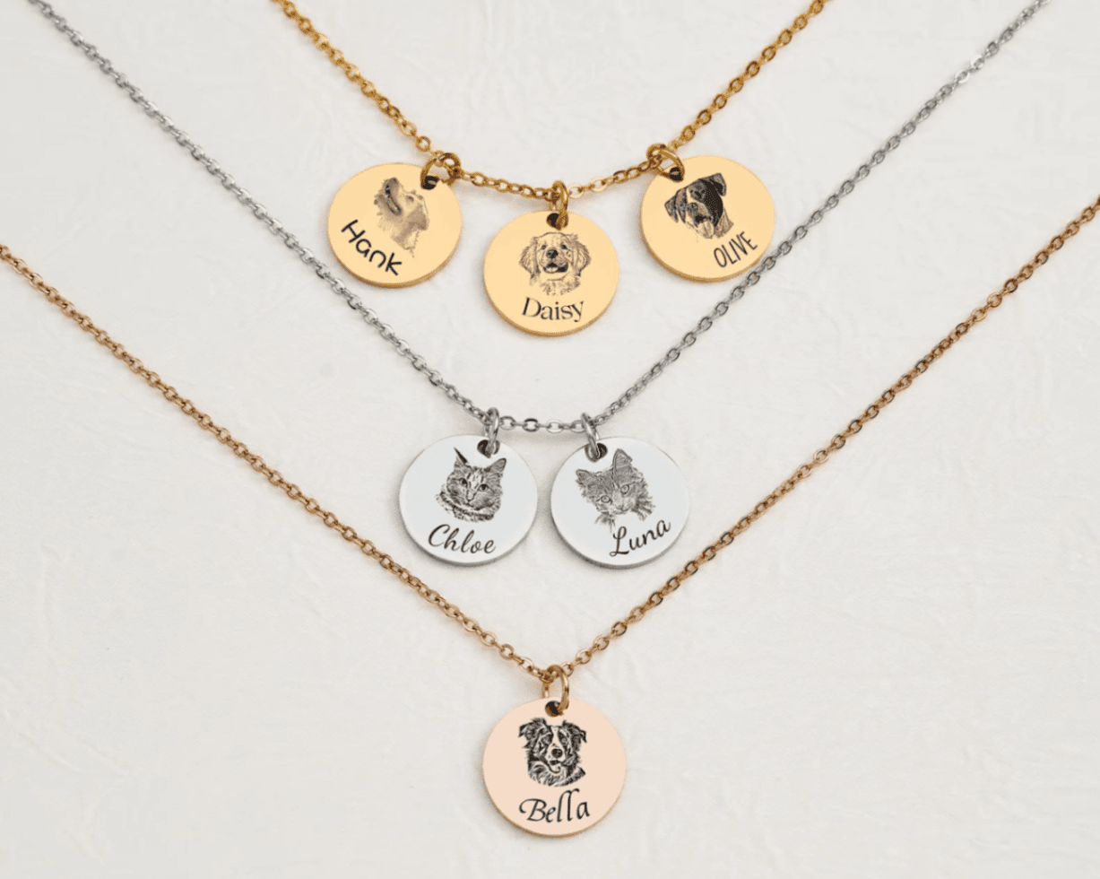 Personalized Pet Portrait Necklace, Custom Laser Engraved Cat Necklace with Photo or Name, Memorial Jewelry Customized Gifts for Dog Mum - Image 4