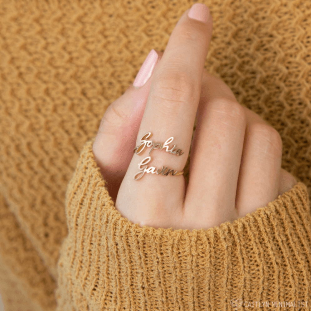 Personalized Name Ring – Custom Letter Ring in Titanium Steel - 1