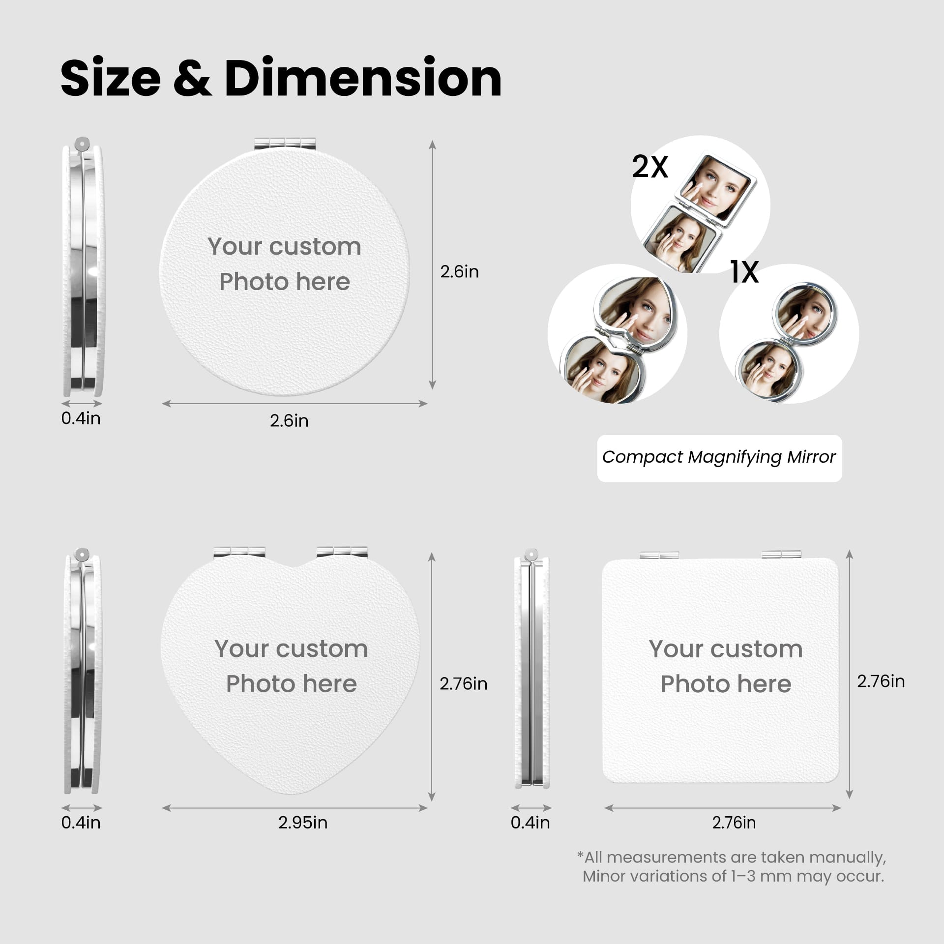 Custom Portable Pocket Makeup Mirror (Square) - Image 2