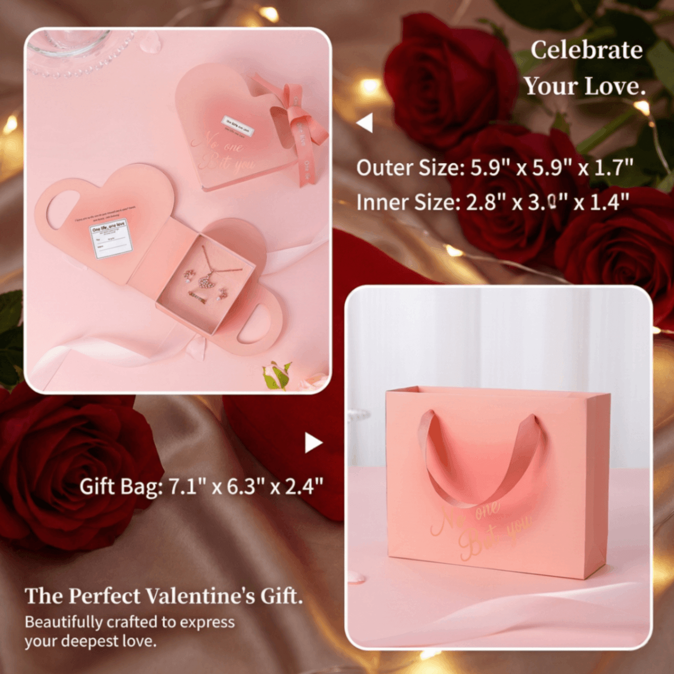 Heart-Shaped Jewelry Gift Box with Ribbon - Image 4