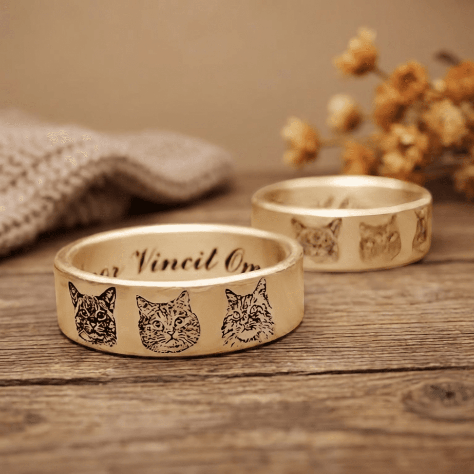 Custom Portrait Ring in 999 Sterling Silver – Personalized Pet & Family Photo Engraved Ring - Image 3