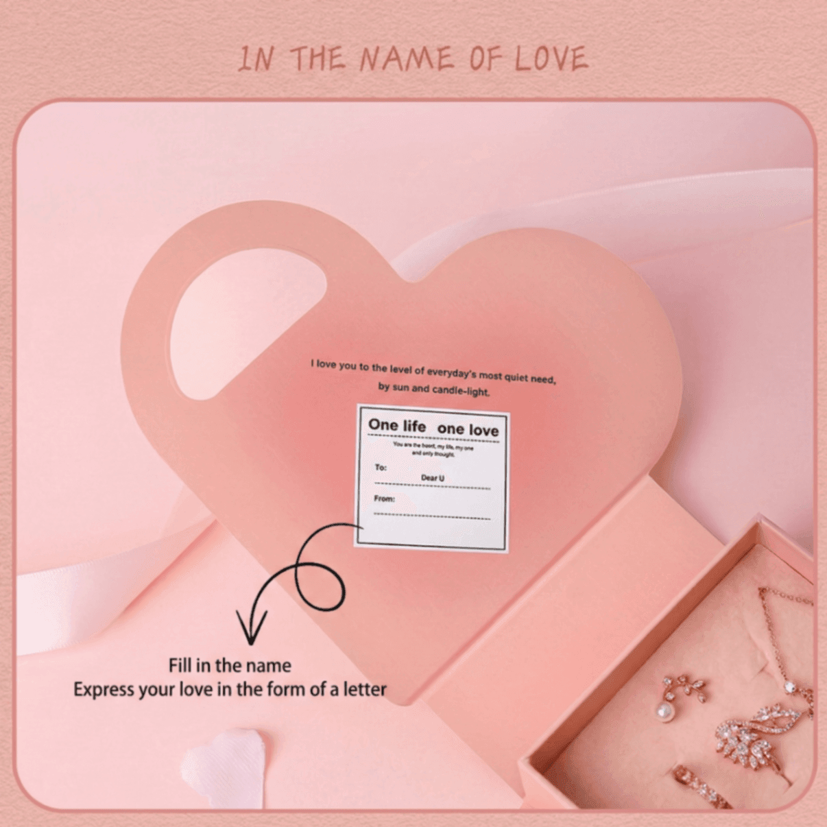 Heart-Shaped Jewelry Gift Box with Ribbon - Image 3