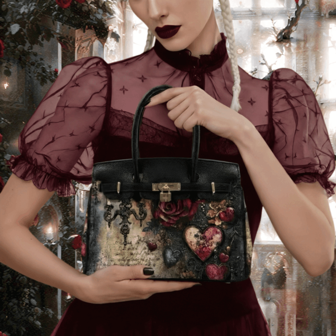 Weekly Deal - Get a FREE matching wallet - Timeless Flower | Leather Elegant Tote Bag Gift for Her - Image 6