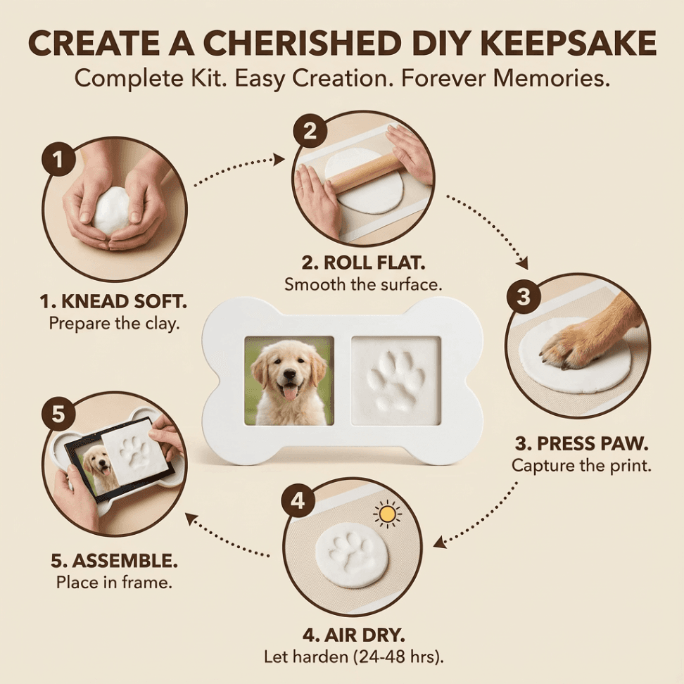 Pet Paw Print Keepsake Frame – DIY Dog Paw Print Memory Frame with Photo Display - Image 4