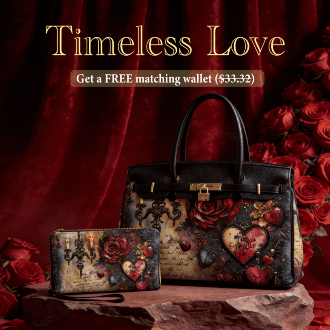 Weekly Deal - Get a FREE matching wallet - Timeless Flower | Leather Elegant Tote Bag Gift for Her - 1