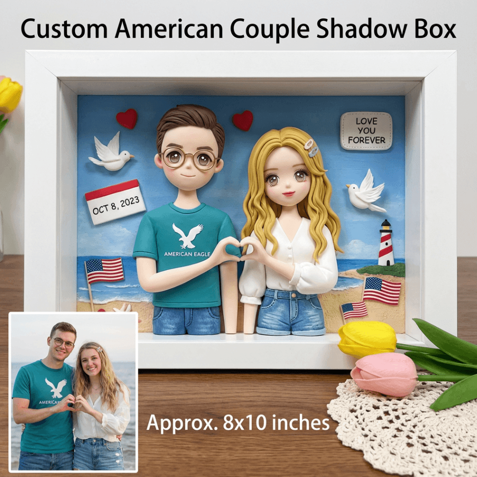 Custom Handmade Chibi Clay Figurine from Photo – Personalized Anniversary & Wedding Gift in Dustproof Frame - Image 4
