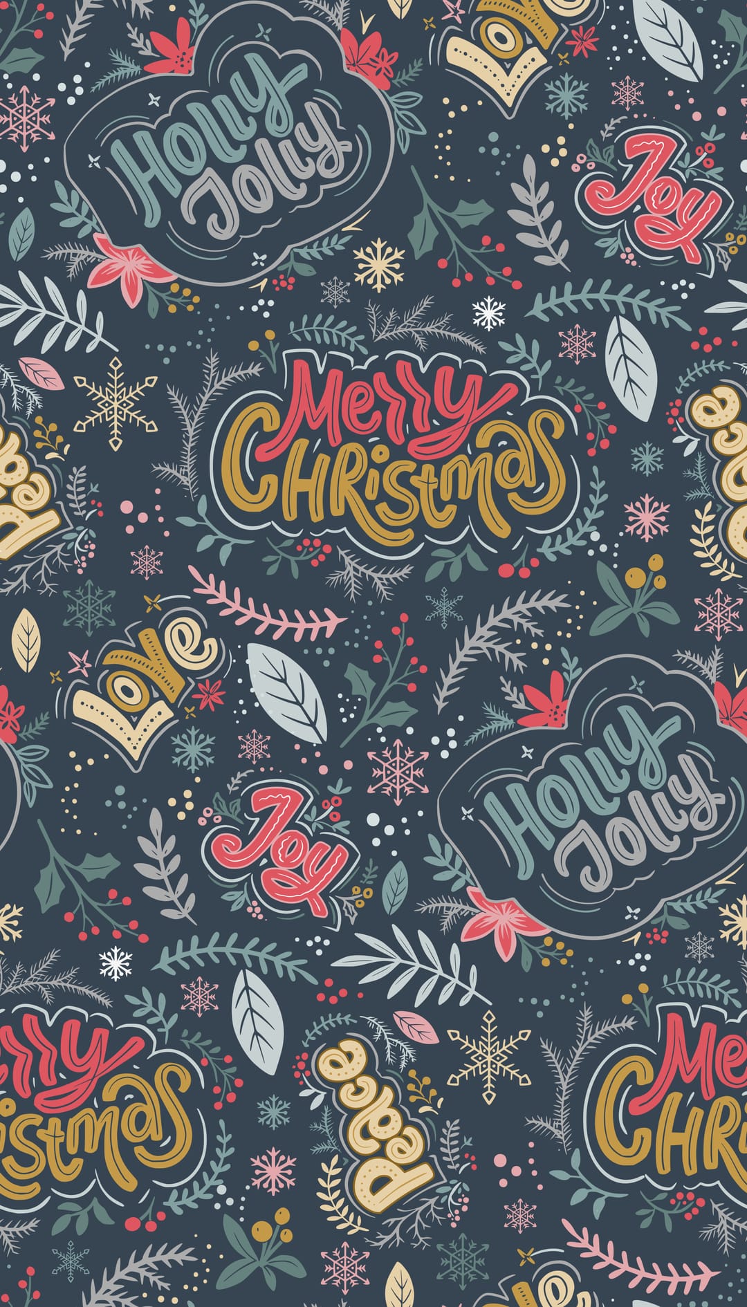 Folk Christmas Lettering Seamless Pattern – Joy & Peace