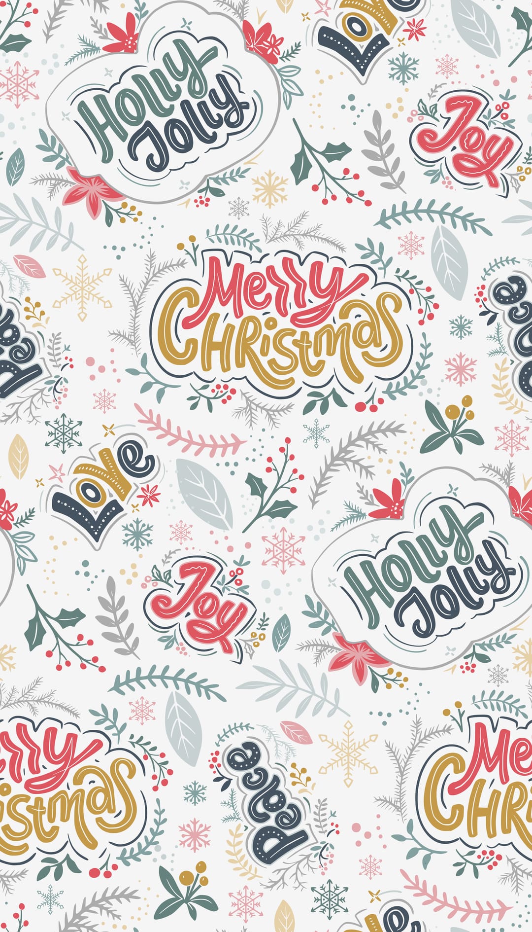 Folk Christmas Lettering Seamless Pattern – Joy & Peace2