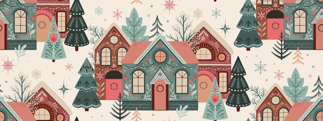 Folk Winter Village Pattern3