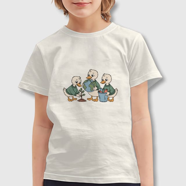 Cute Eco Duck Kids Short Sleeve T-Shirt for Daily Wear