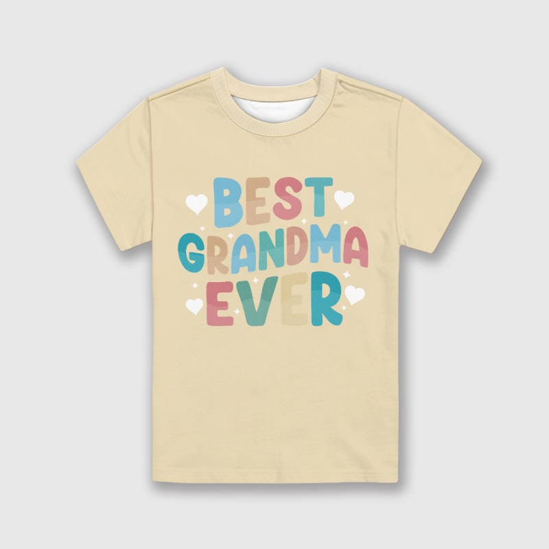 Best Grandma Ever Kids Short Sleeve Tee for Grandparent's Day Gift