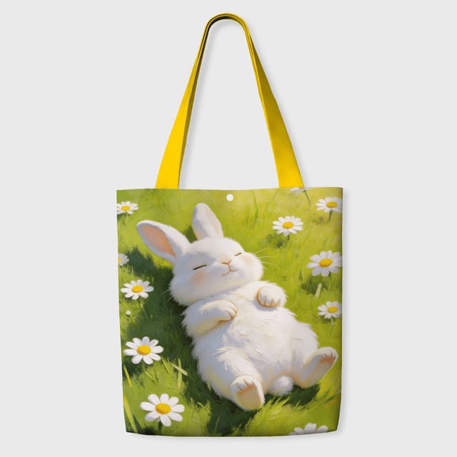 Cute Sleeping Bunny Tote Bag for Pet Lovers Daily Use
