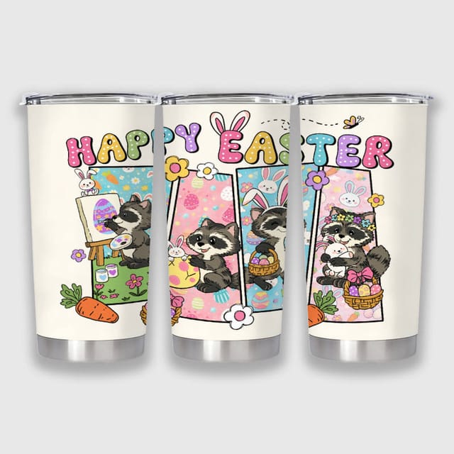 Cute Easter Raccoon 20oz Tumbler for Pet Lovers Easter Gift