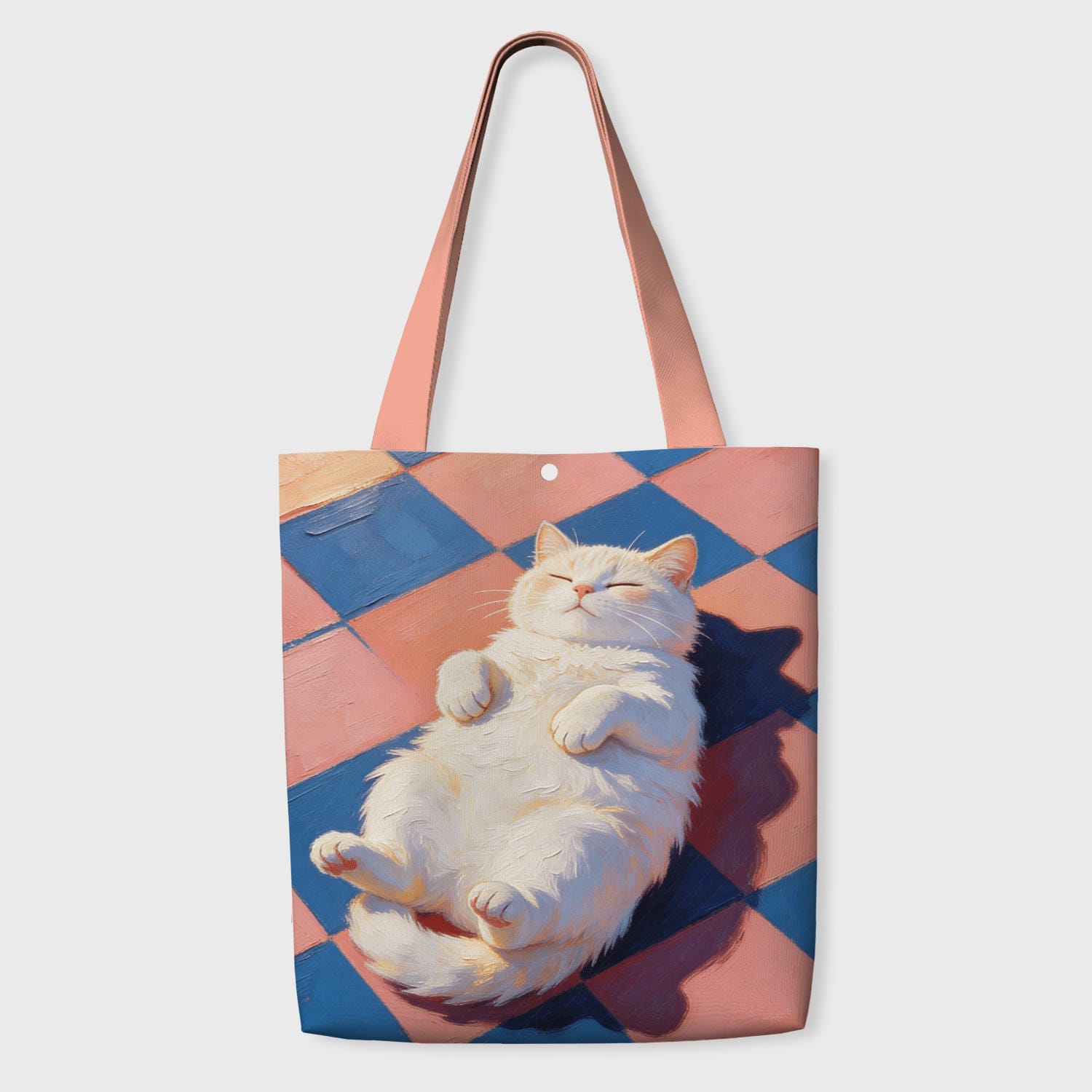 Sleepy Cat Oil Painting Tote Bag for Cat Lovers Daily Use