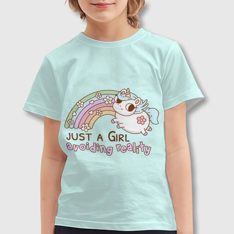Cute Unicorn Rainbow Girls T-Shirt for Birthday Daily Wear