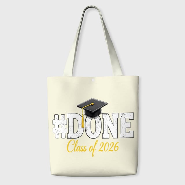 #DONE 2026 Grad Canvas Tote Bag for Senior Grad Gift