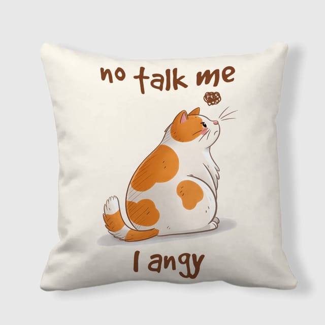 Funny Angy Cat Throw Pillow for Cat Lovers Home Decor Gift