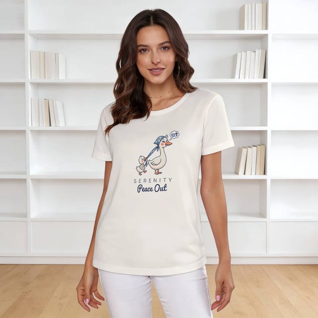 Women's Cute Goose Graphic Short Sleeve T-Shirt | Casual Wear & Thoughtful Gift