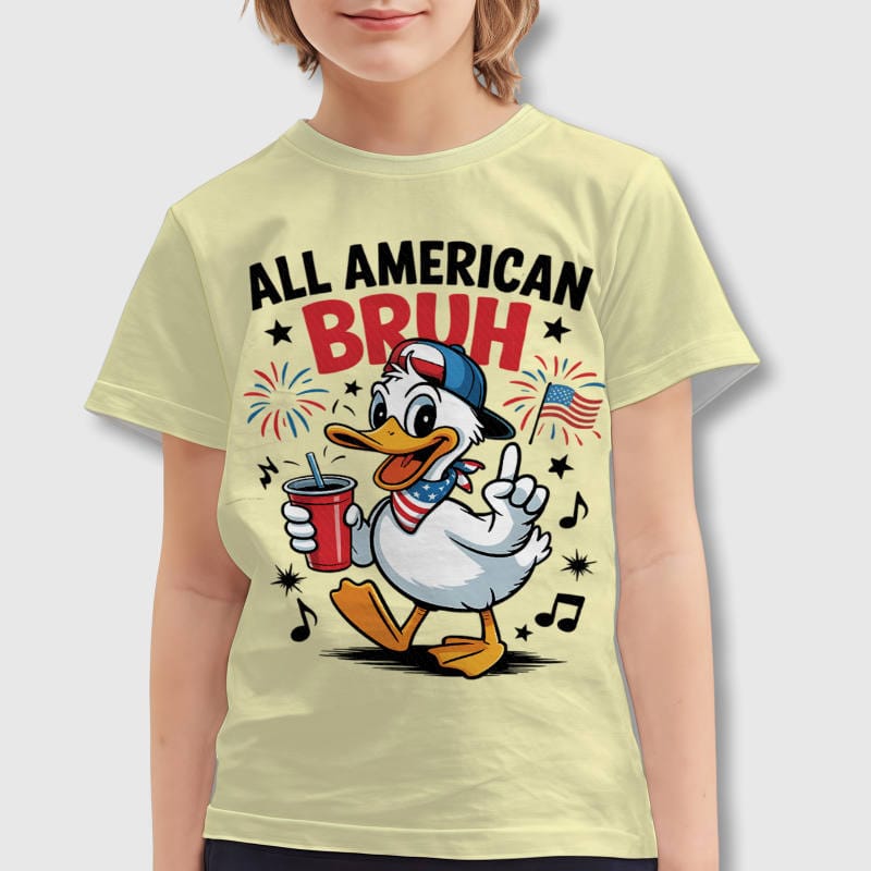 Patriotic Duck Kids T-Shirt for Boys Girls 4th of July Gift