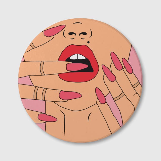 Retro Pop Art Lips Ceramic Coaster for Her Valentine's Gift