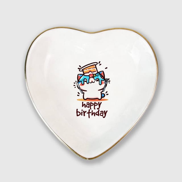Cute Birthday Cat Heart Trinket Dish for Cat Lovers Birthday Gift