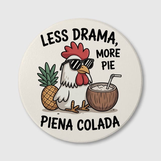 Funny Chicken Piña Colada Ceramic Coaster for Summer Gift