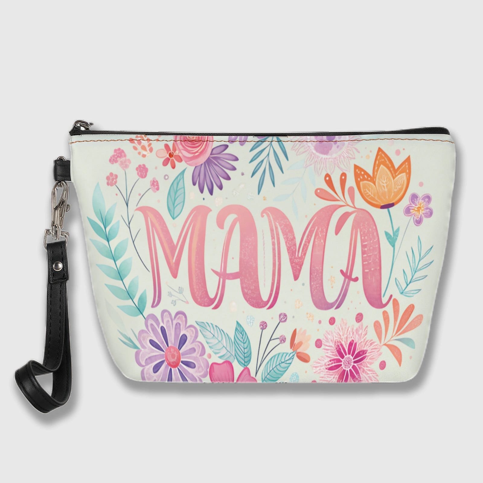 Floral MAMA Wristlet Cosmetic Bag for Mom Mother's Day Gift