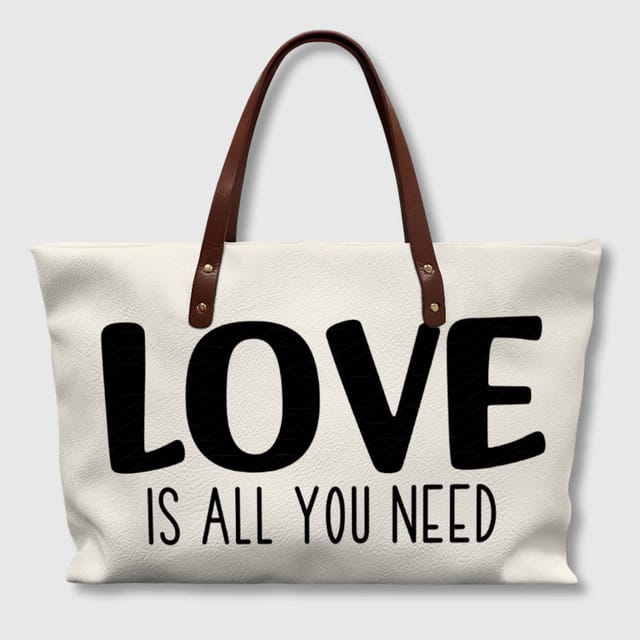 Love Quote PU Leather Tote Bag for Her Valentine's Gift