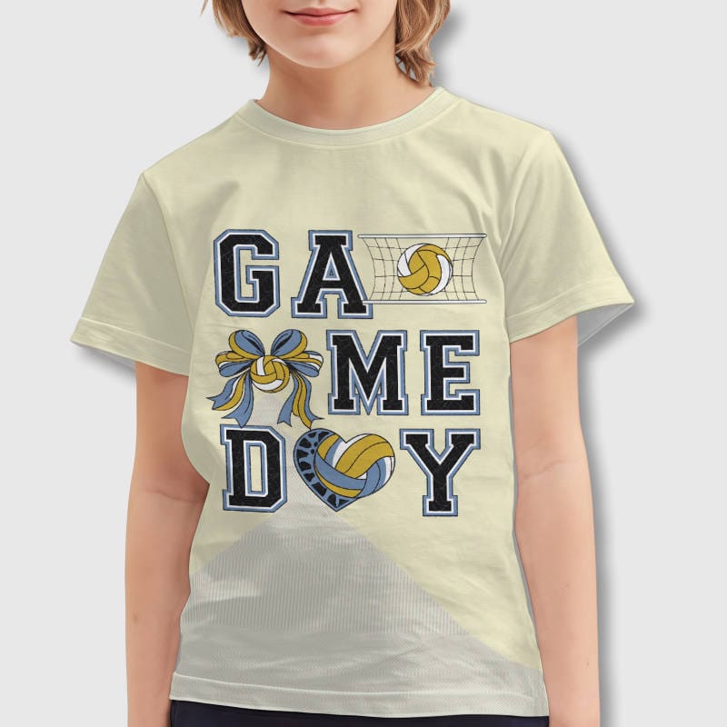 Volleyball Game Day Kids T-Shirt for Young Volleyball Fans Game Wear