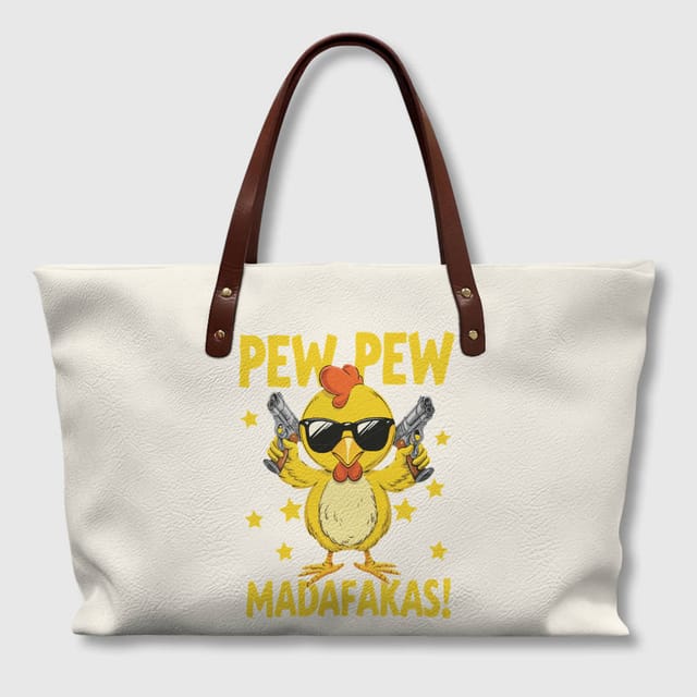 Funny Pew Pew Chicken Tote Bag for Daily Use & Gifting