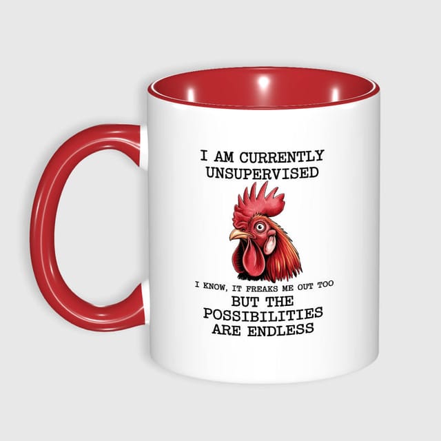 Funny Rooster Quote 11oz Red Mug for Coworker Gag Gift