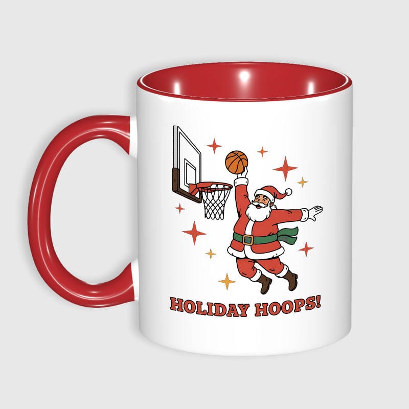 Santa Basketball Christmas Accent Mug for Sports Fans