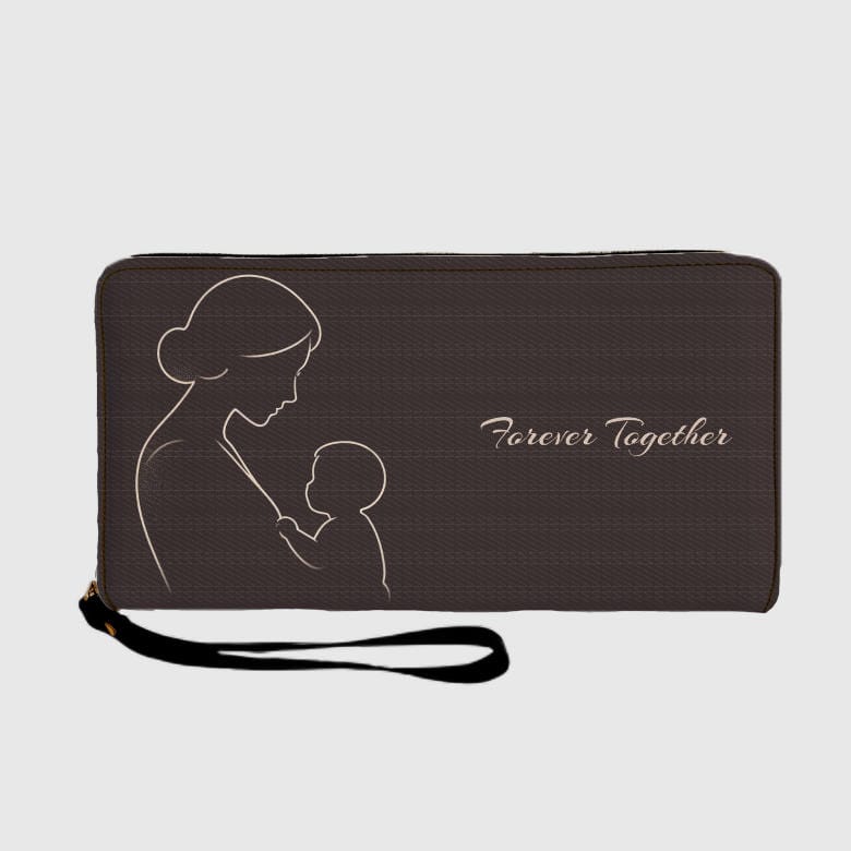 Minimalist Mom Baby Line Art Zip Wristlet Wallet for Mom Gift