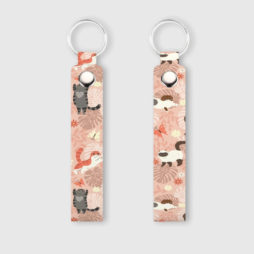 Custom Leather Keychain, Personalized PU Keychain, Custom Name Keyring, Minimalist Personalized Gift for Him or Her - 1