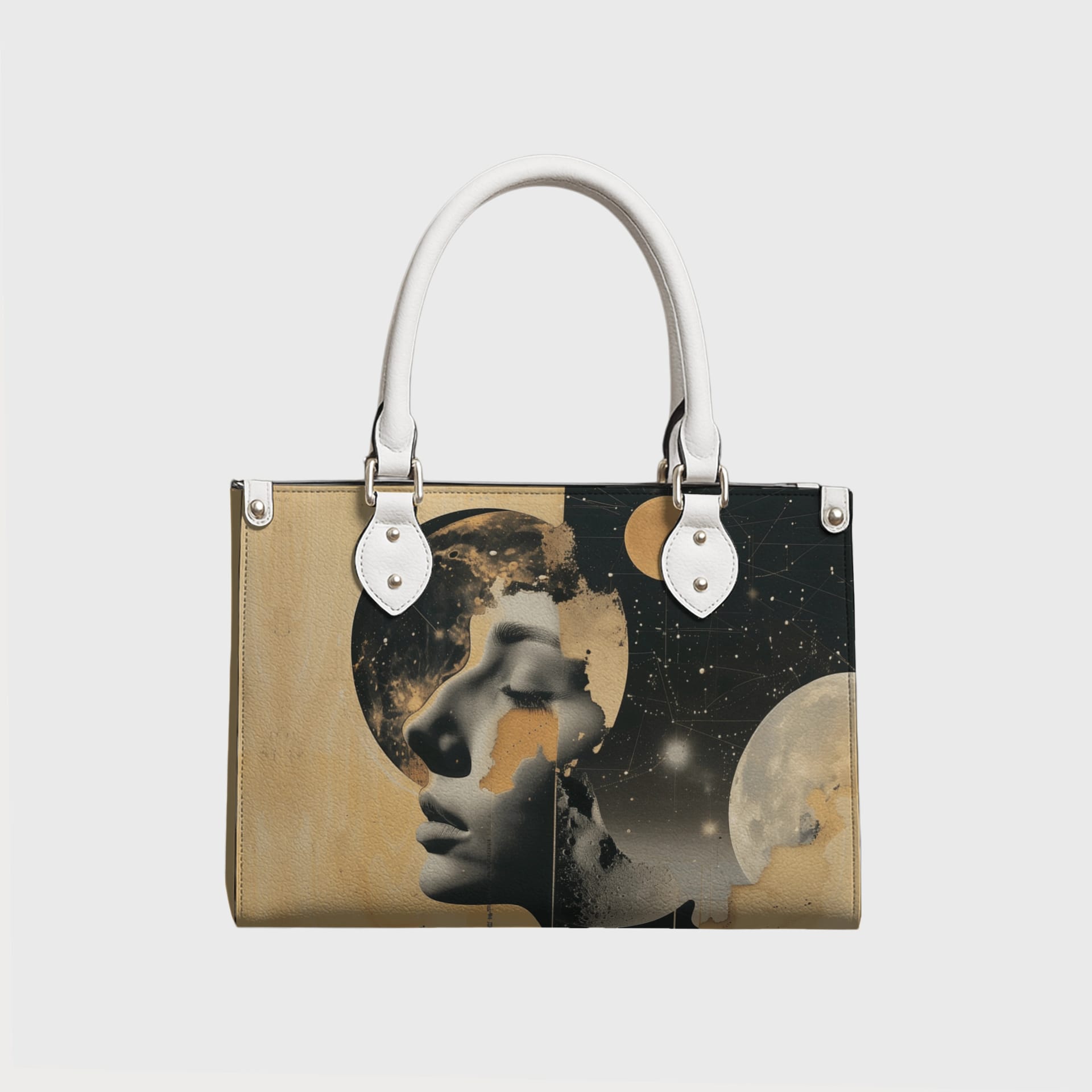 Celestial Art Leather Tote Bag for Women Daily Use & Gifts