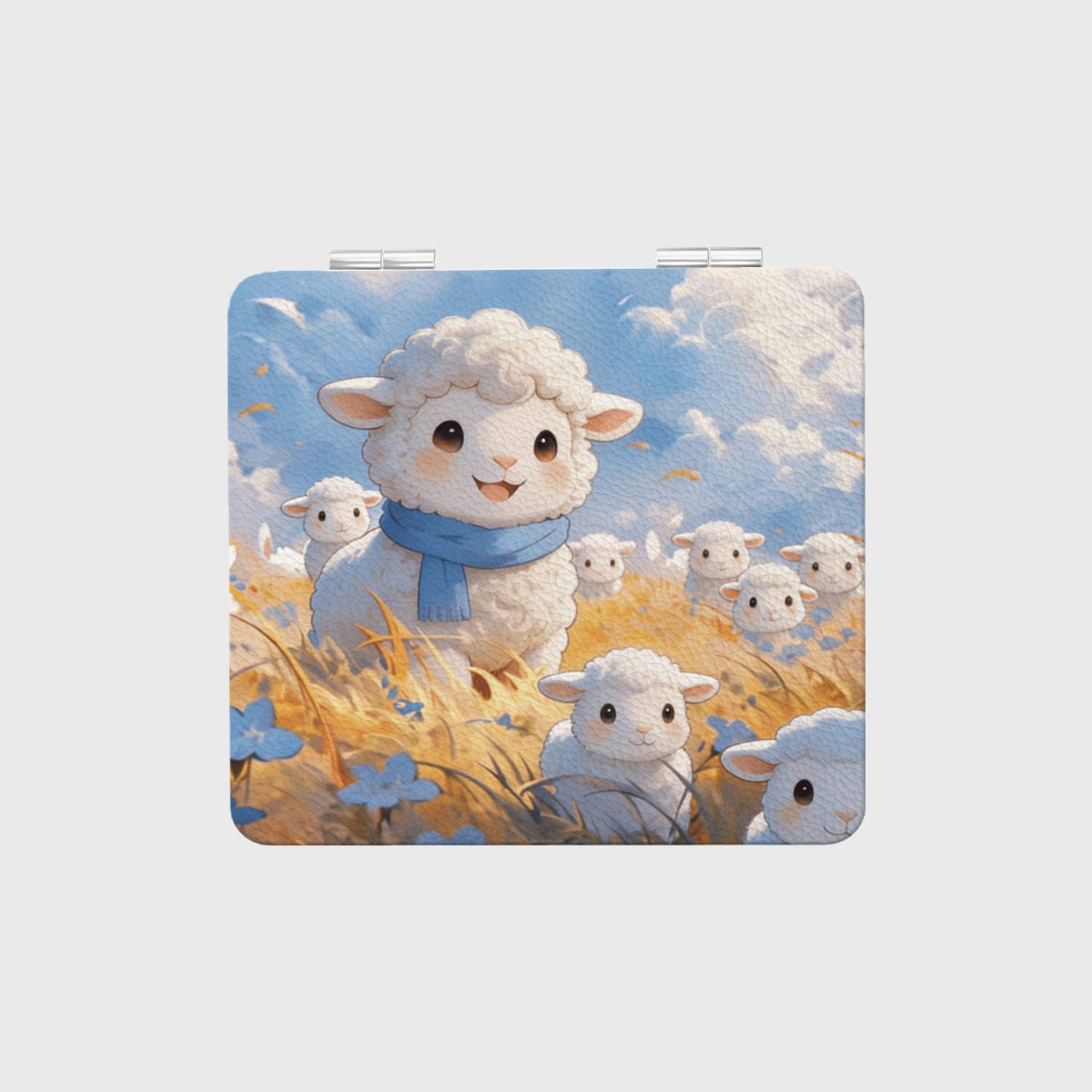 Cute Sheep Square Pocket Makeup Mirror for Girls Birthday Gift